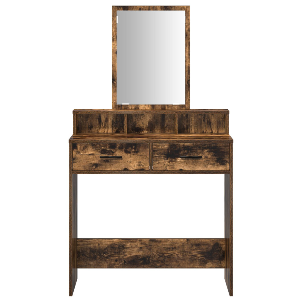 Produktbild för Smyckebord med låda Rökt ek 79 x 41 x 140 cm Konstruerat trä