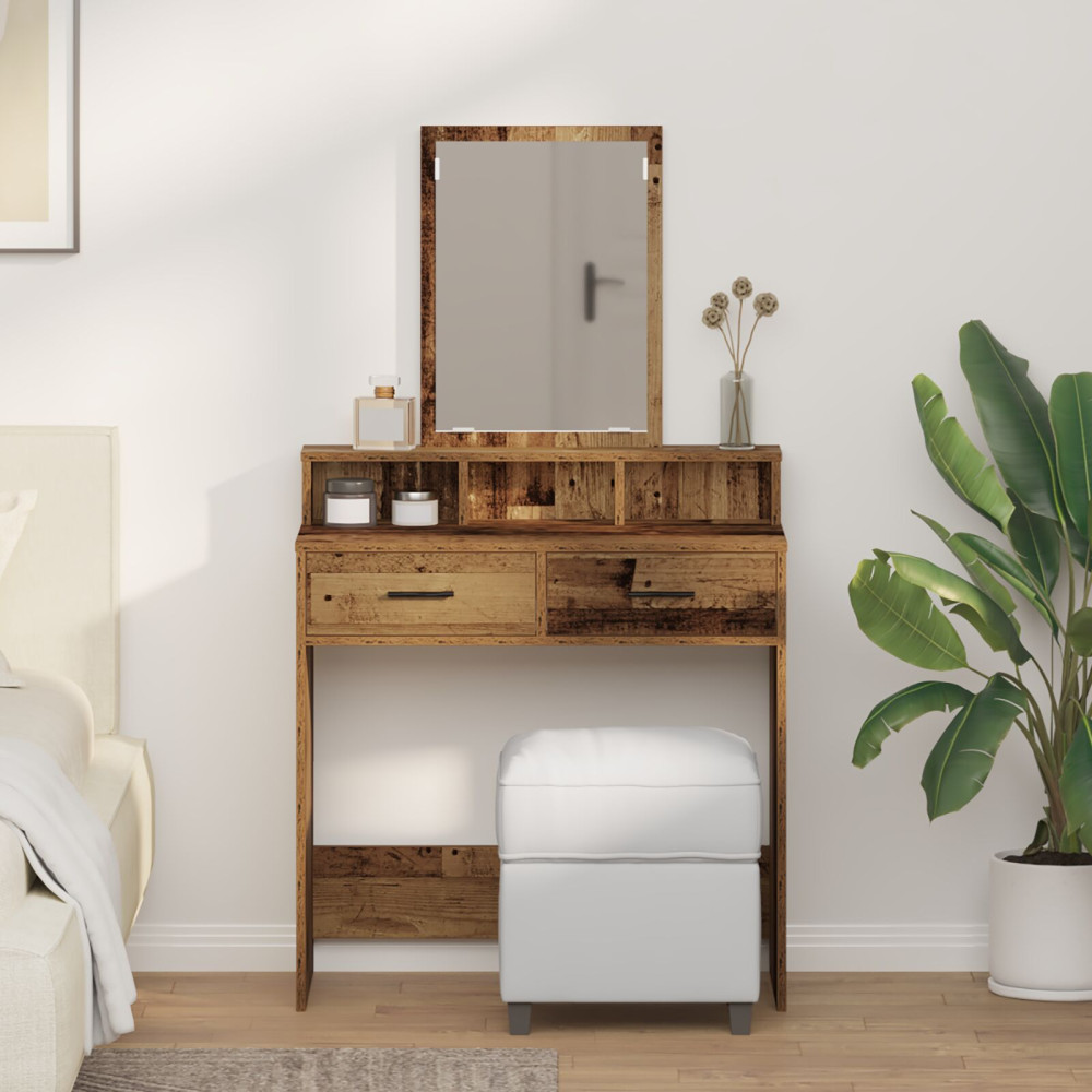 Produktbild för Smyckebord Gammalt trä 79 x 41 x 140 cm Konstruerat trä