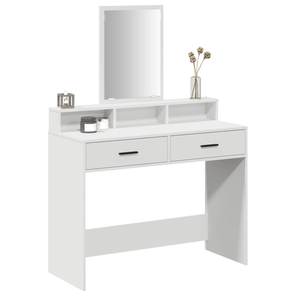 Produktbild för Smyckebord med låda Vit 100 x 41 x 140 cm Konstruerat trä