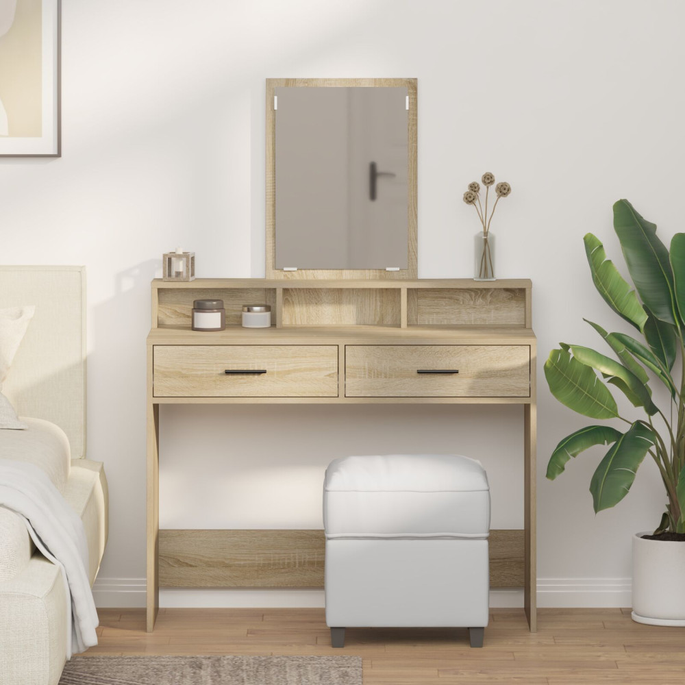 Produktbild för Smyckebord med låda Sonoma-ek 100 x 41 x 140 cm Konstruerat trä