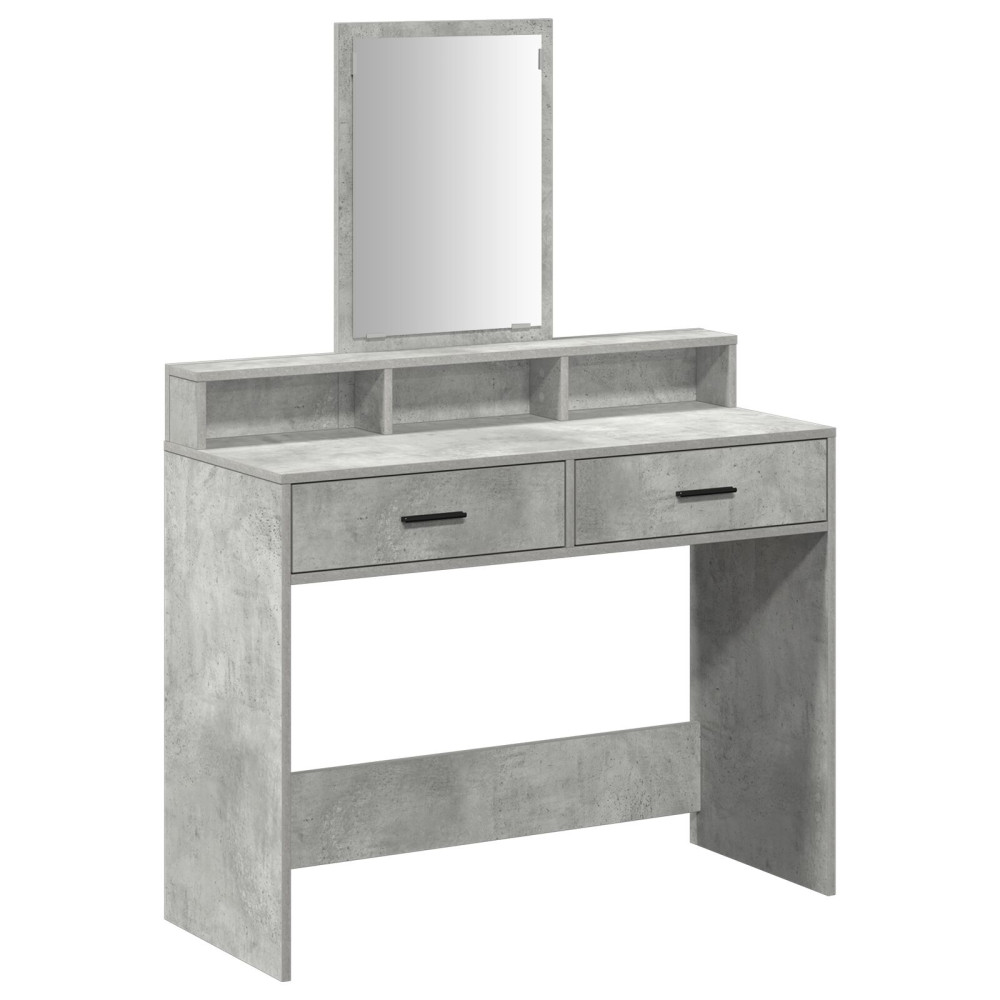 Produktbild för Smyckebord med låda Betonggrå 100 x 41 x 140 cm Konstruerat trä