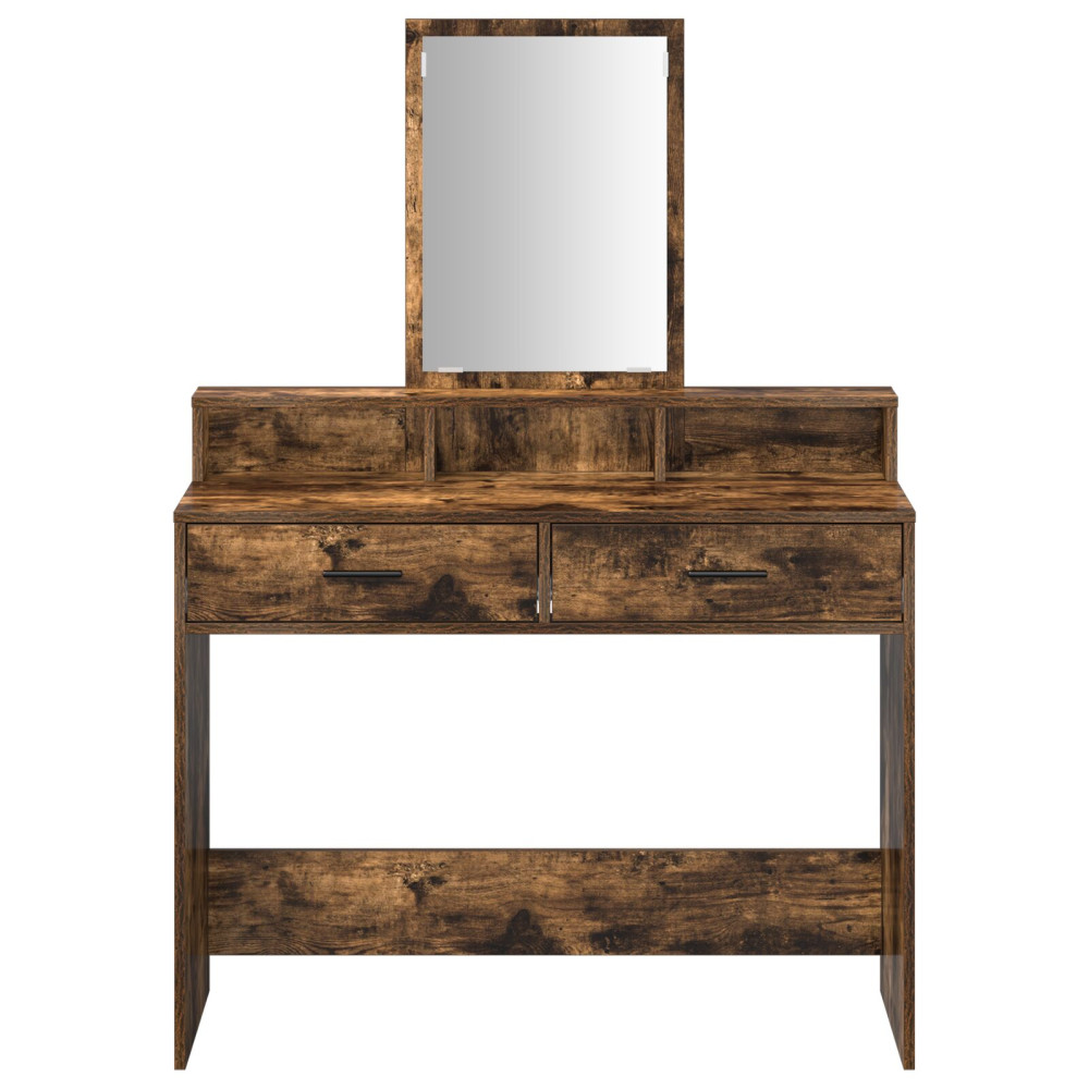 Produktbild för Smyckebord med låda Rökt ek 100 x 41 x 140 cm Konstruerat trä