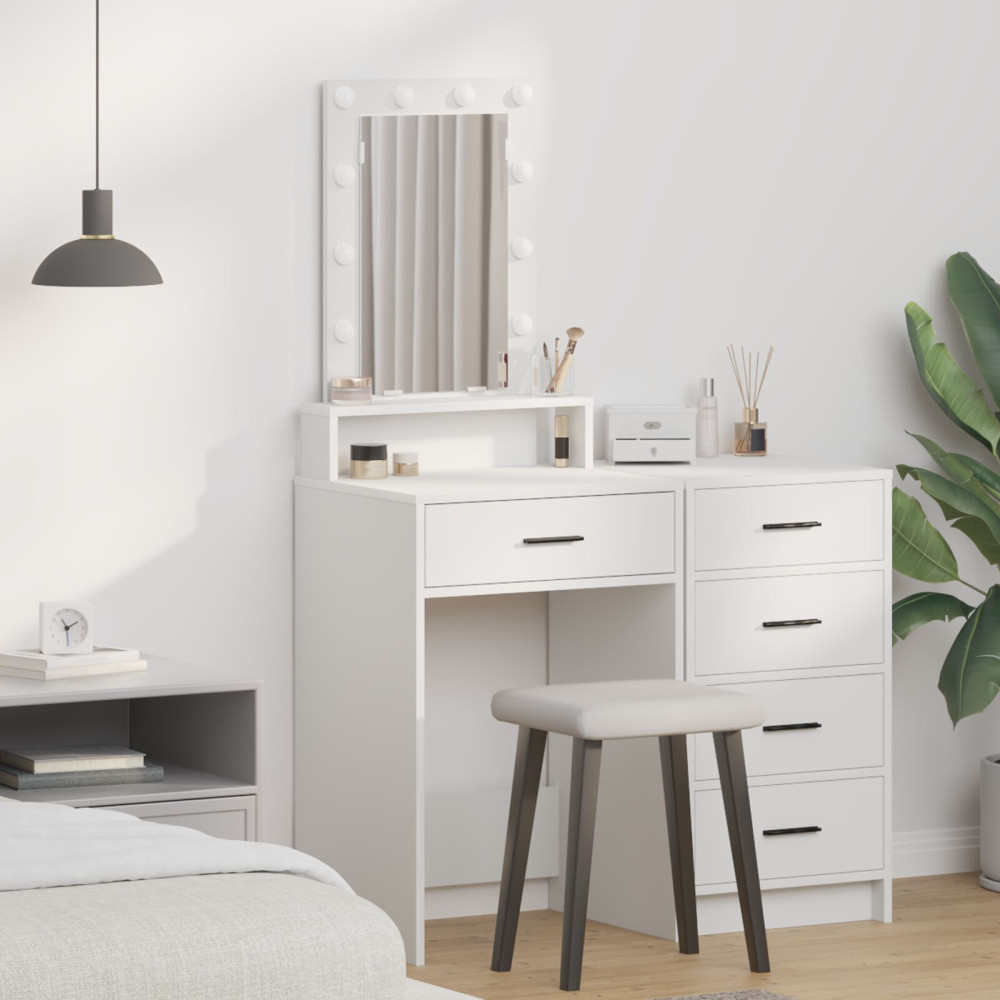 Produktbild för Smyckebord med låda Vit 50 x 41 x 140 cm Konstruerat trä