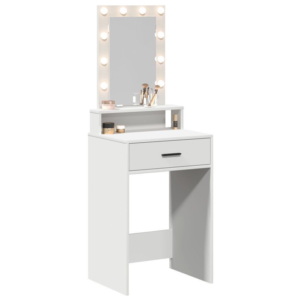 Produktbild för Smyckebord med låda Vit 50 x 41 x 140 cm Konstruerat trä