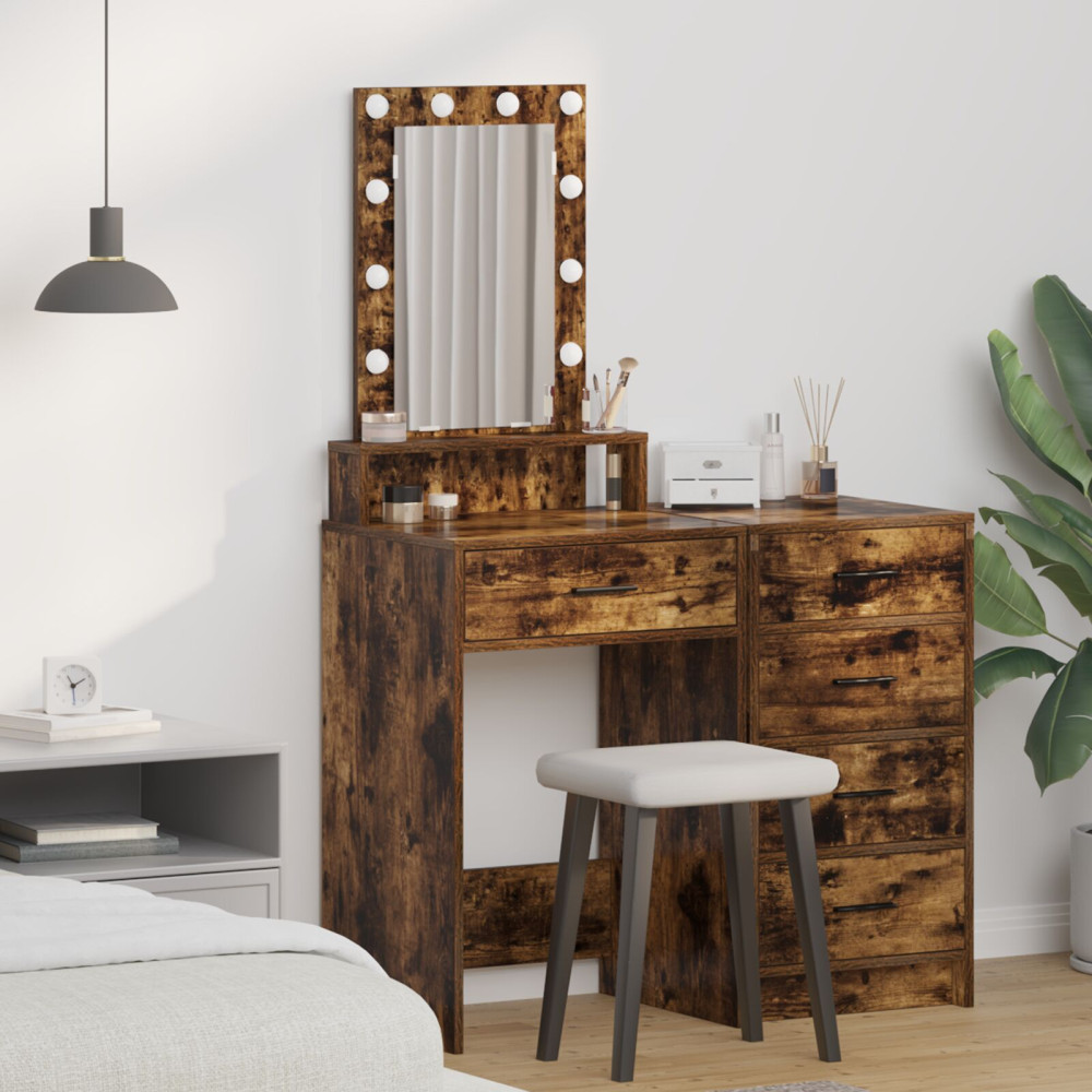 Produktbild för Smyckebord med låda Brun 50 x 41 x 140 cm Konstruerat trä