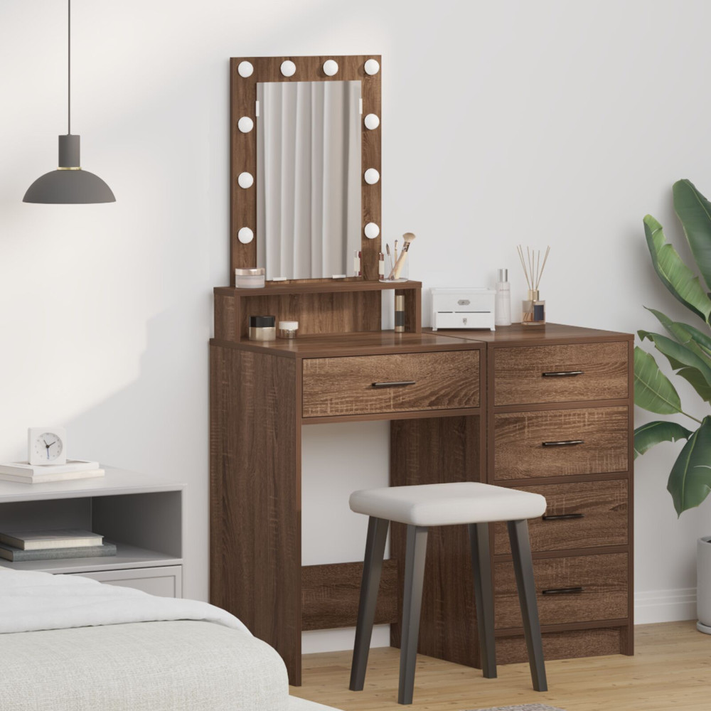 Produktbild för Smyckebord med låda Brun 50 x 41 x 140 cm Konstruerat trä