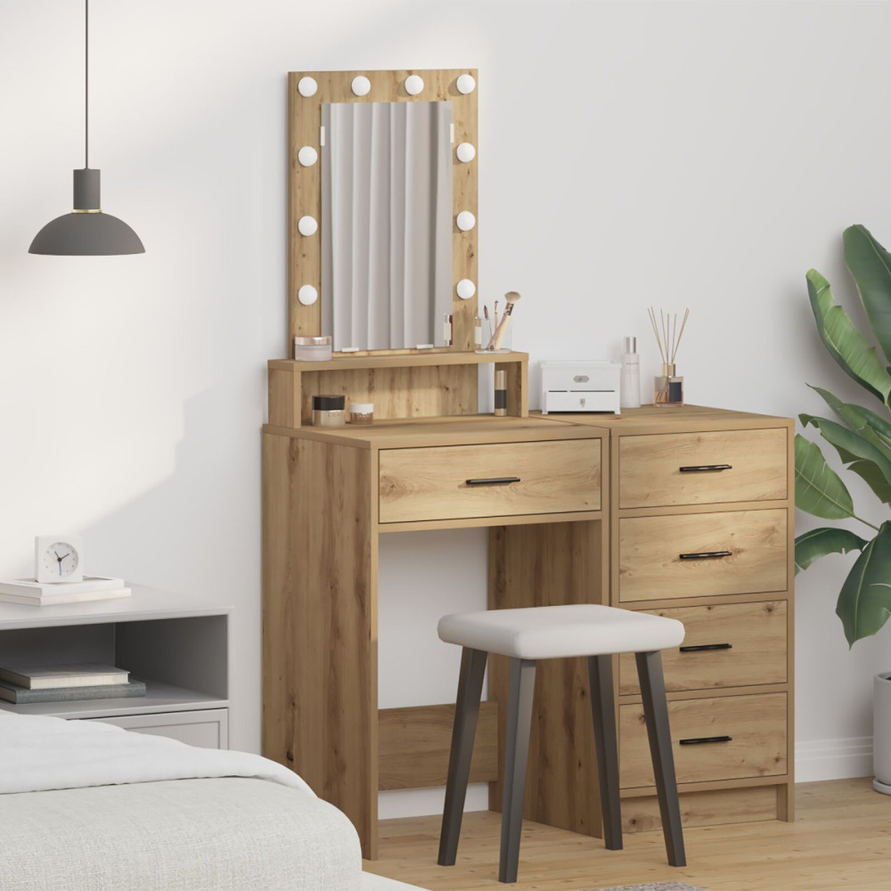 Produktbild för Smyckebord med låda Brun 50 x 41 x 140 cm Konstruerat trä