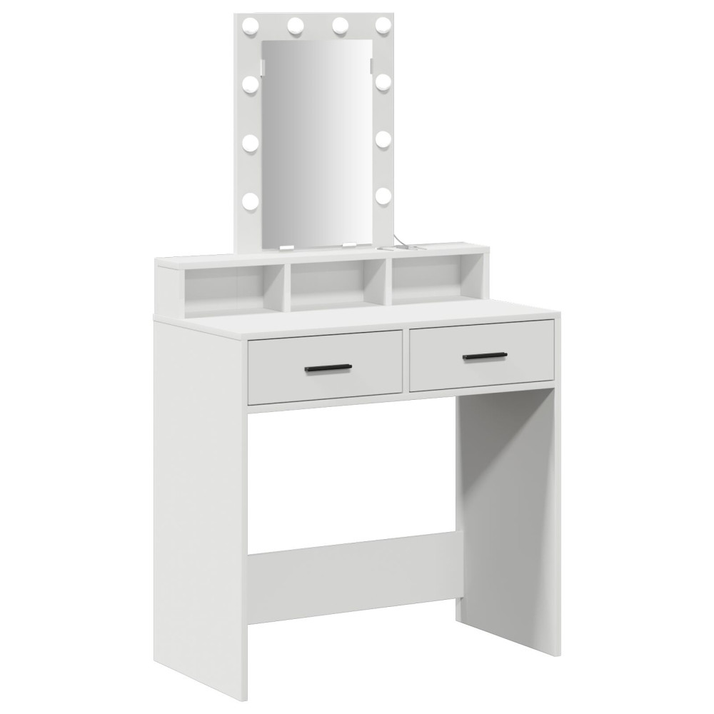 Produktbild för Smyckebord med låda Vit 79 x 41 x 140 cm Konstruerat trä