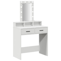 Produktbild för Smyckebord med låda Vit 79 x 41 x 140 cm Konstruerat trä