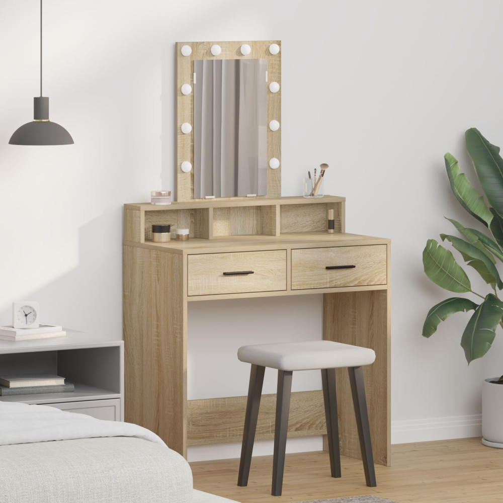 Produktbild för Smyckebord med låda Brun 79 x 41 x 140 cm Konstruerat trä