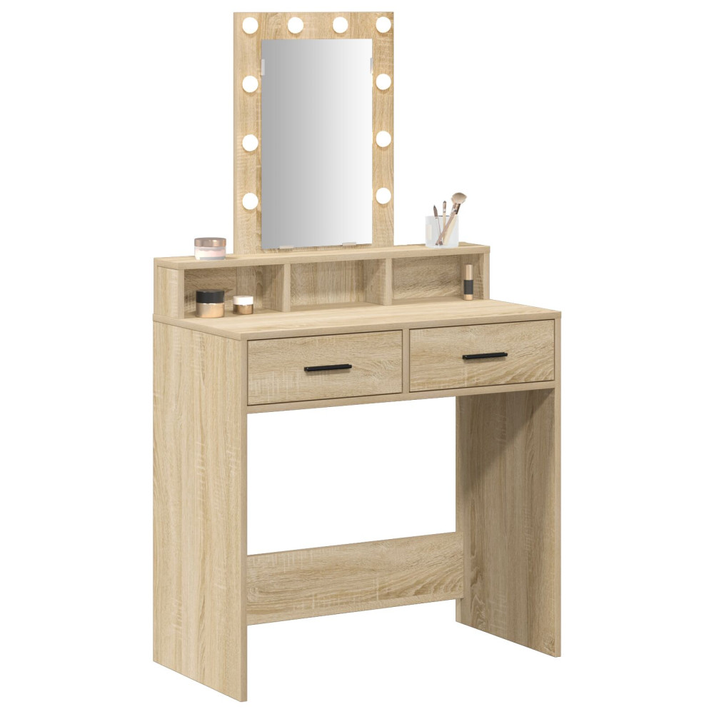 Produktbild för Smyckebord med låda Brun 79 x 41 x 140 cm Konstruerat trä