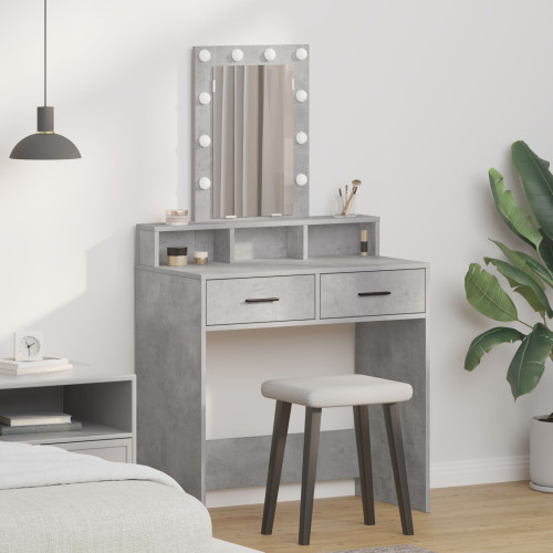 vidaXL Smyckebord med låda Grå 79 x 41 x 140 cm Konstruerat trä