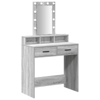 Produktbild för Smyckebord med låda Grå 79 x 41 x 140 cm Konstruerat trä