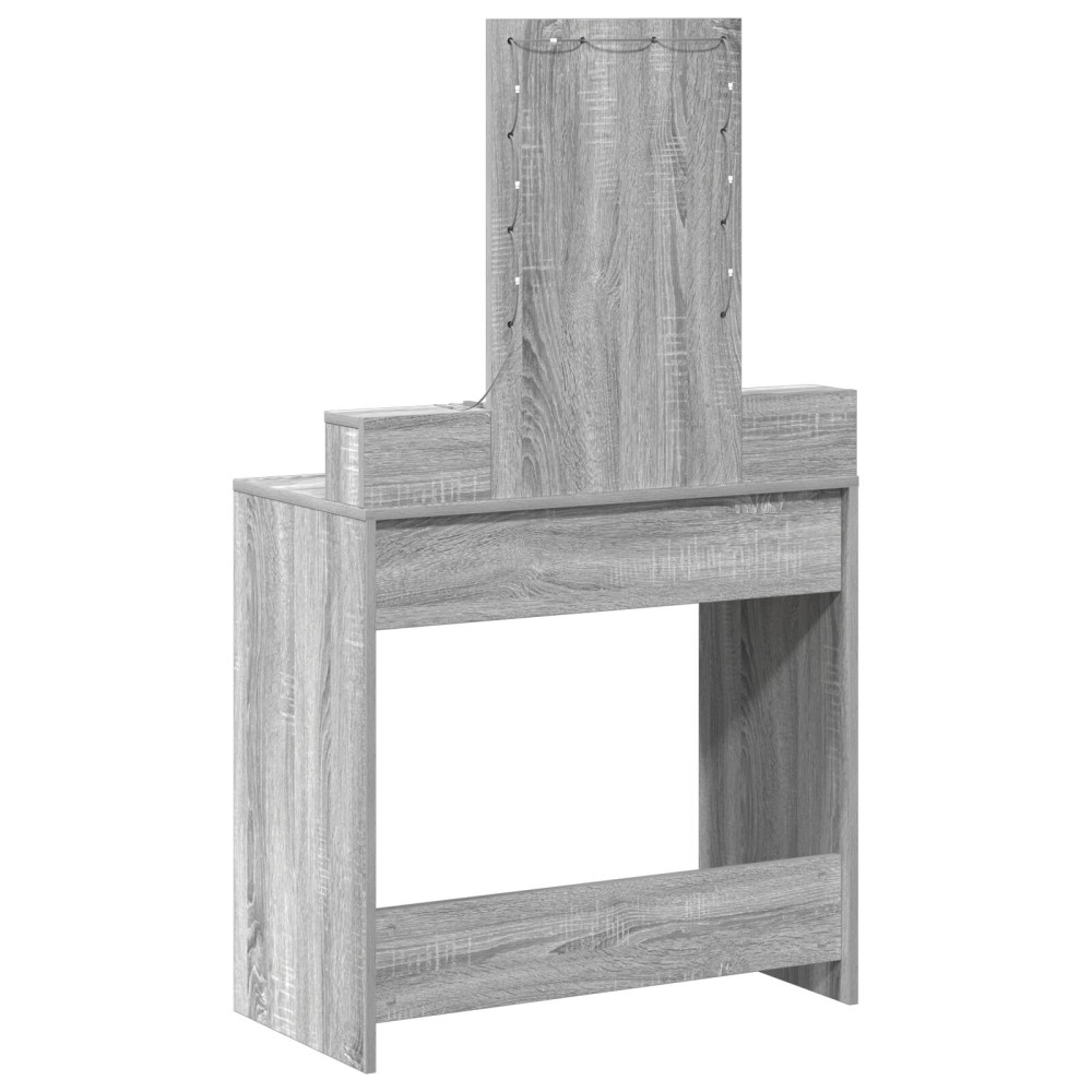 Produktbild för Smyckebord med låda Grå 79 x 41 x 140 cm Konstruerat trä