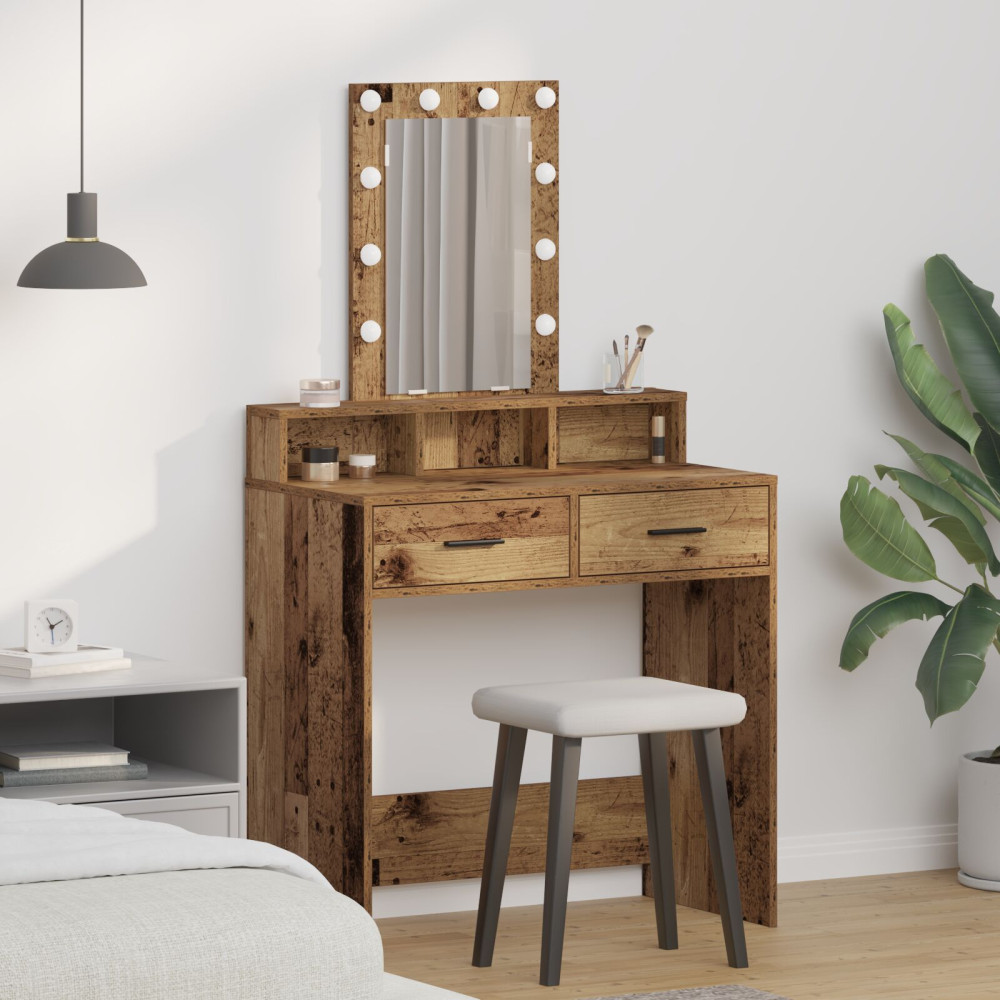 Produktbild för Smyckebord med låda Brun 79 x 41 x 140 cm Konstruerat trä