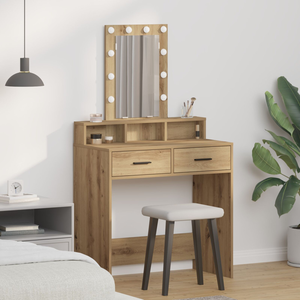 Produktbild för Smyckebord med låda Brun 79 x 41 x 140 cm Konstruerat trä