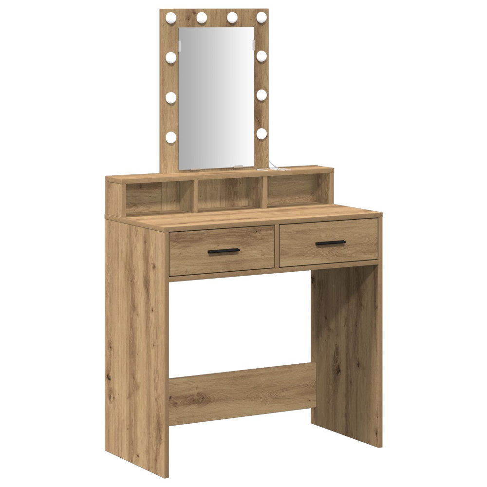 Produktbild för Smyckebord med låda Brun 79 x 41 x 140 cm Konstruerat trä