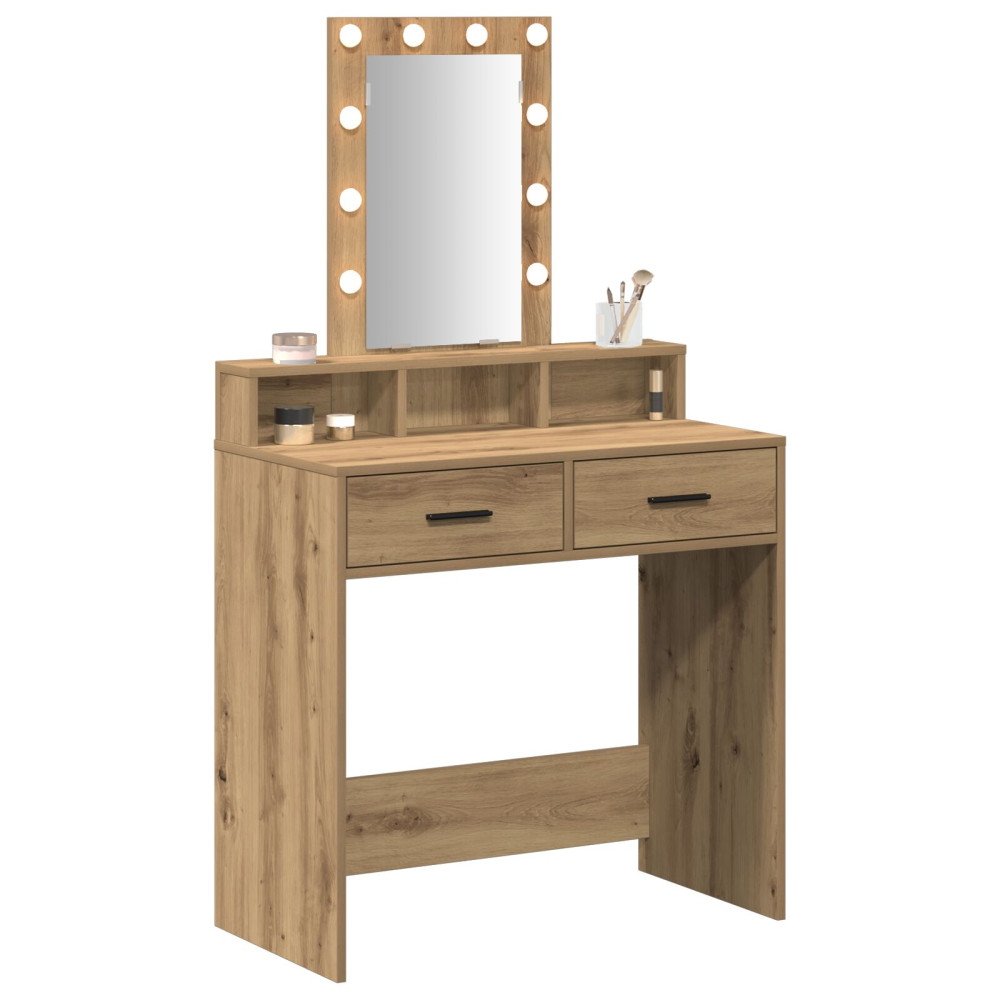 Produktbild för Smyckebord med låda Brun 79 x 41 x 140 cm Konstruerat trä
