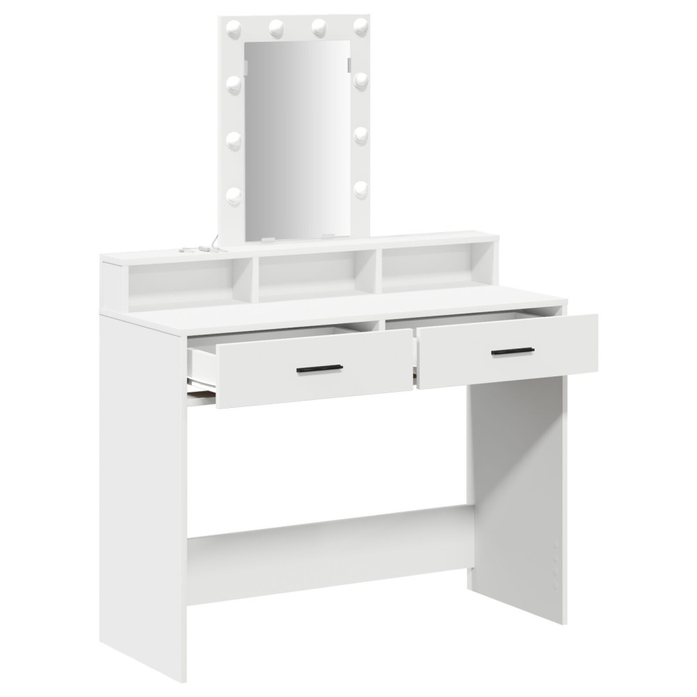 Produktbild för Smyckebord med låda Vit 100 x 41 x 140 cm Konstruerat trä
