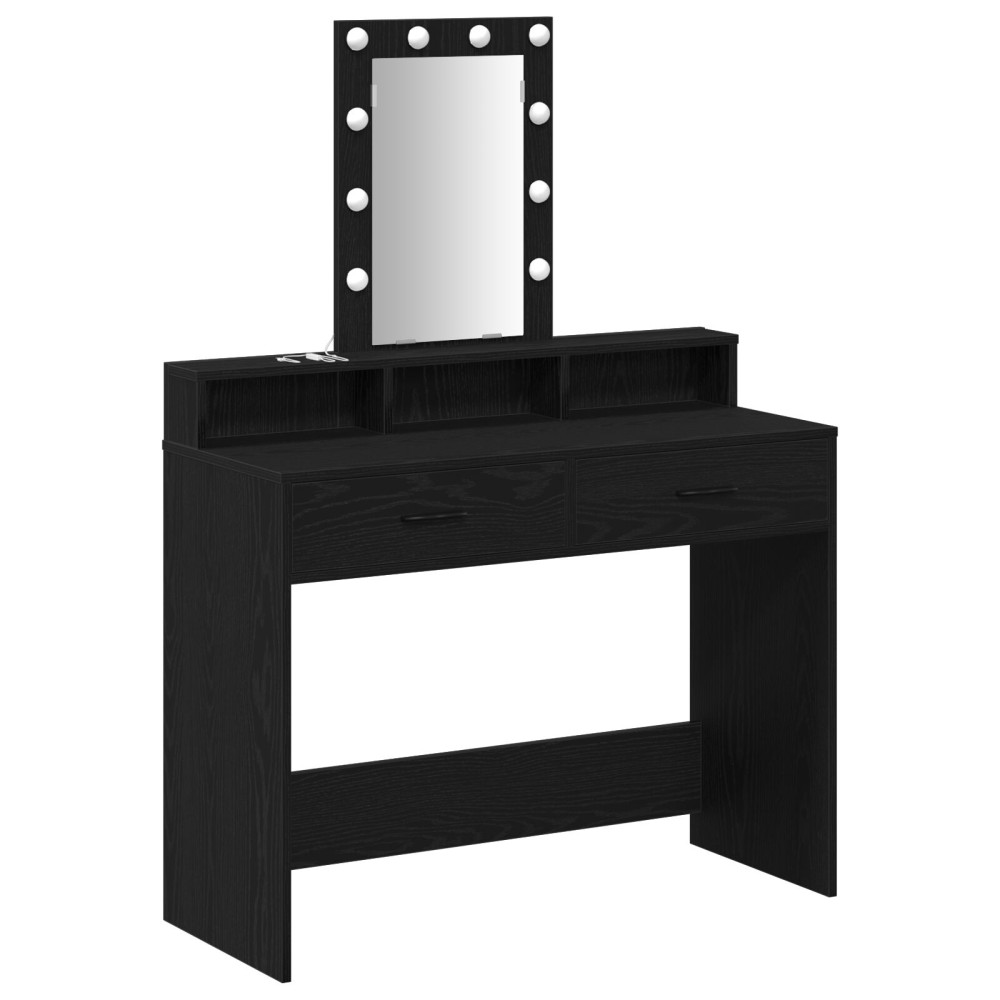 Produktbild för Smyckebord med låda Svart 100 x 41 x 140 cm Konstruerat trä