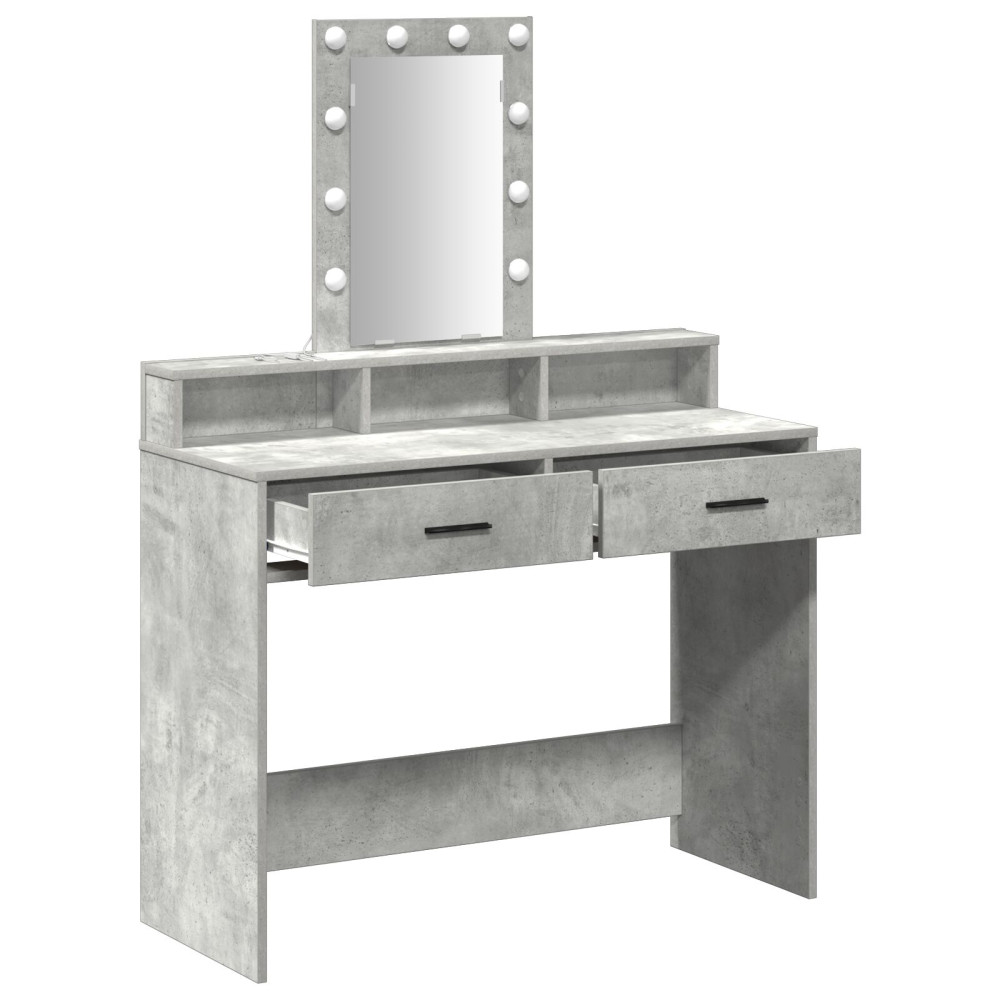 Produktbild för Smyckebord med låda Grå 100 x 41 x 140 cm Konstruerat trä