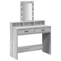 Produktbild för Smyckebord med låda Grå 100 x 41 x 140 cm Konstruerat trä