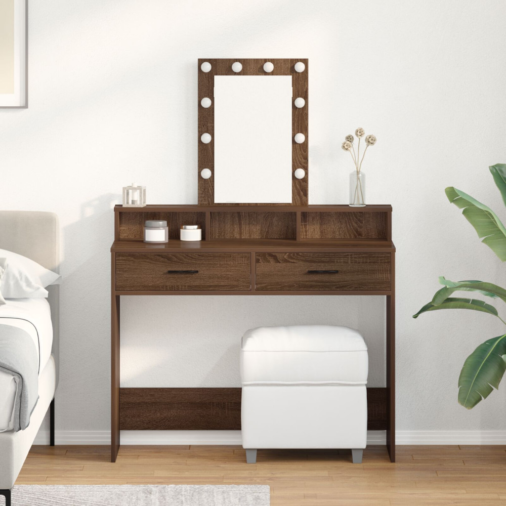 Produktbild för Smyckebord med låda Brun 100 x 41 x 140 cm Konstruerat trä