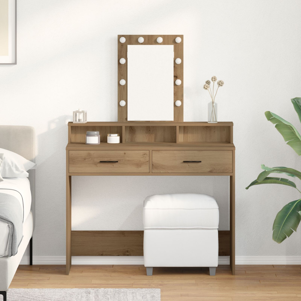 Produktbild för Smyckebord med låda Brun 100 x 41 x 140 cm Konstruerat trä