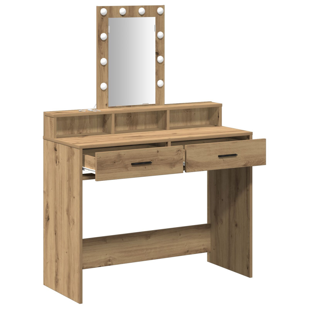 Produktbild för Smyckebord med låda Brun 100 x 41 x 140 cm Konstruerat trä