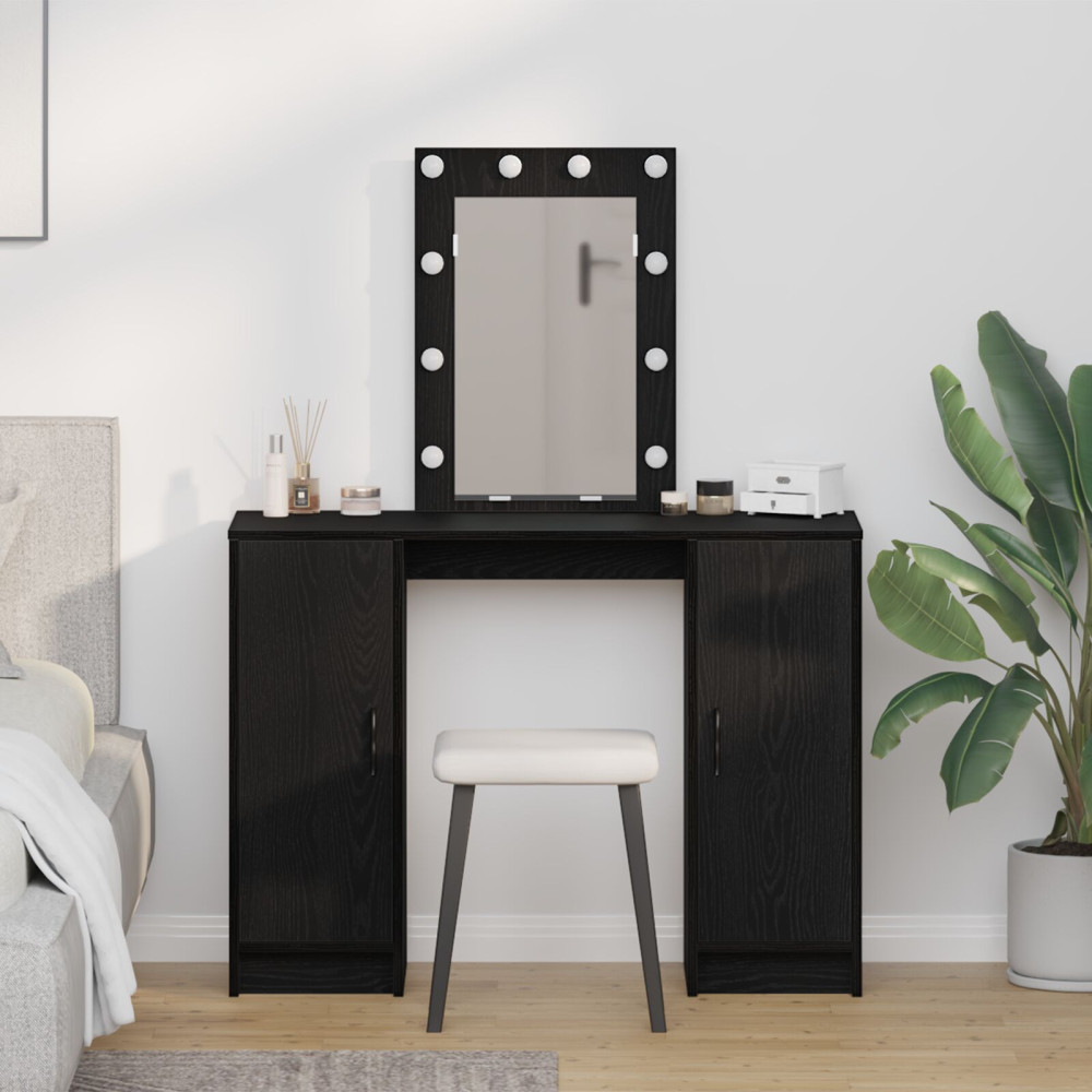 Produktbild för Smyckebord med lagring Svart 102 x 33 x 135 cm Konstruerat trä