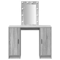 Produktbild för Smyckebord med lagring Grå 102 x 33 x 135 cm Konstruerat trä