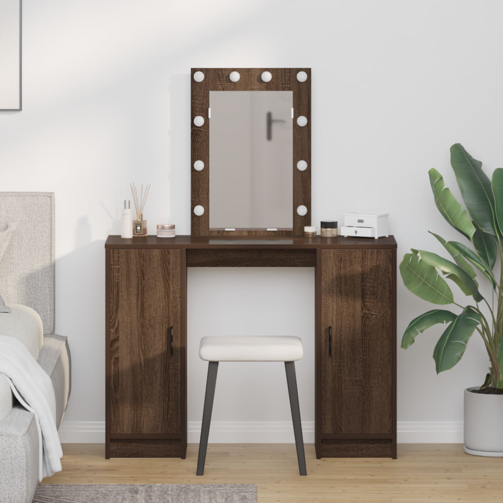 Produktbild för Smyckebord med lagring Brun 102 x 33 x 135 cm Konstruerat trä