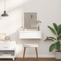 Produktbild för Smyckebord med låda Vit 60 x 40 x 70 cm Konstruerat trä