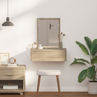 Produktbild för Smyckebord med låda Brun 60 x 40 x 70 cm Konstruerat trä