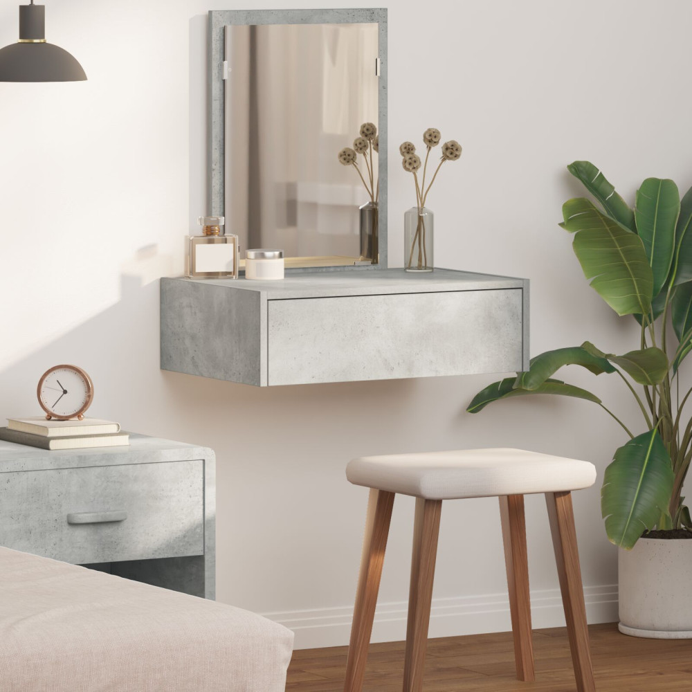 Produktbild för Smyckebord med låda Grå 60 x 40 x 70 cm Konstruerat trä