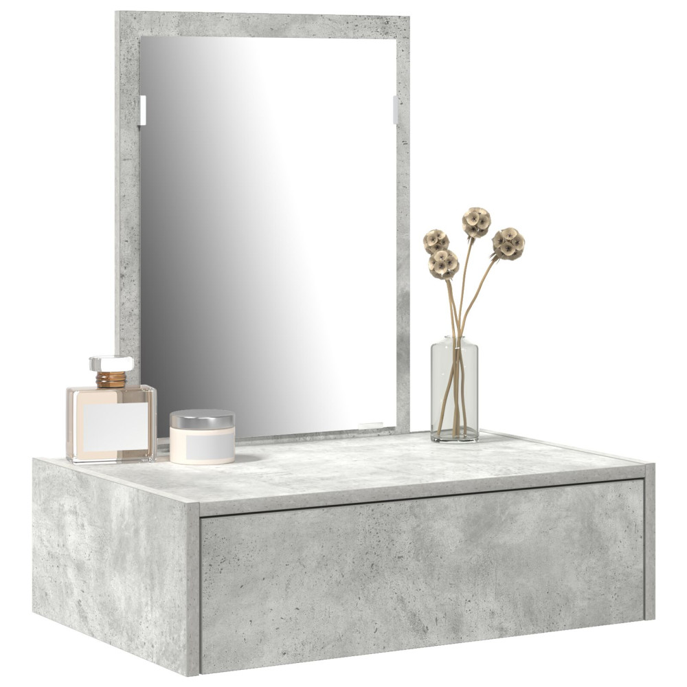 Produktbild för Smyckebord med låda Grå 60 x 40 x 70 cm Konstruerat trä