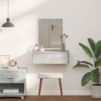 Produktbild för Smyckebord med låda Grå 60 x 40 x 70 cm Konstruerat trä