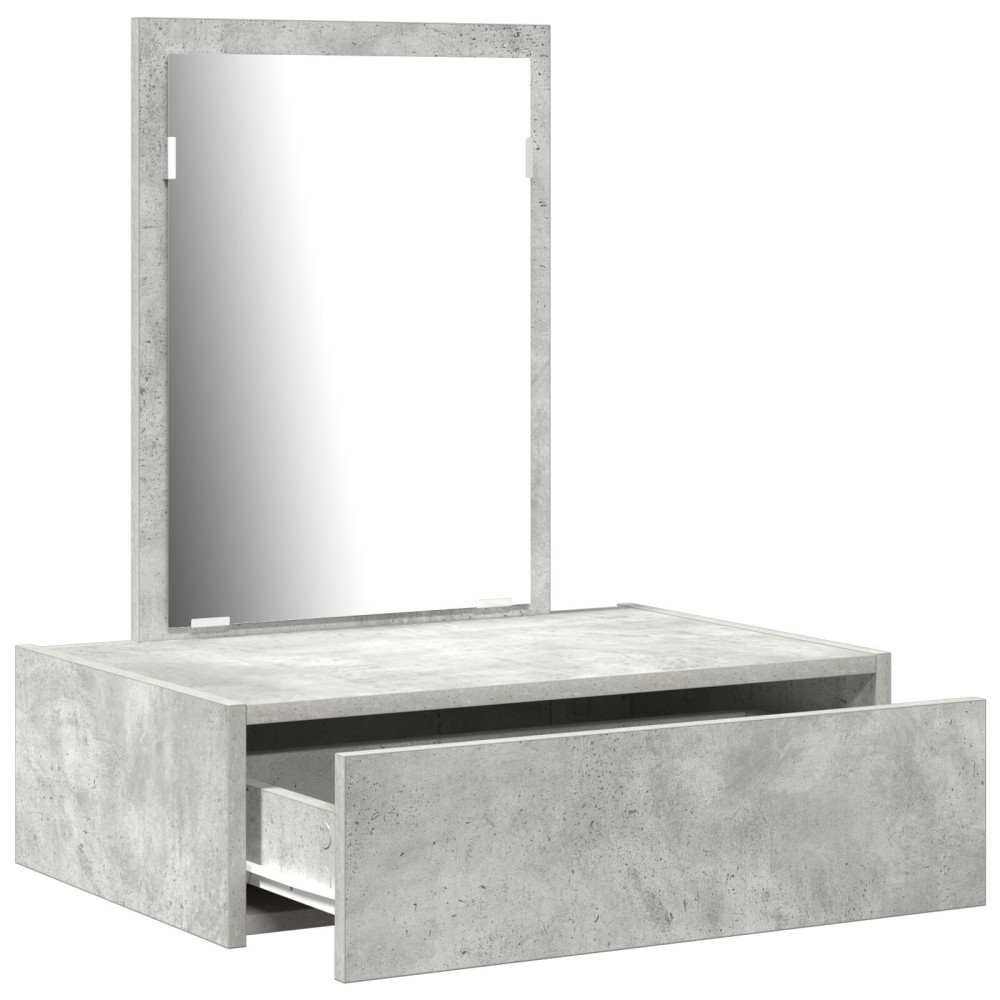 Produktbild för Smyckebord med låda Grå 60 x 40 x 70 cm Konstruerat trä