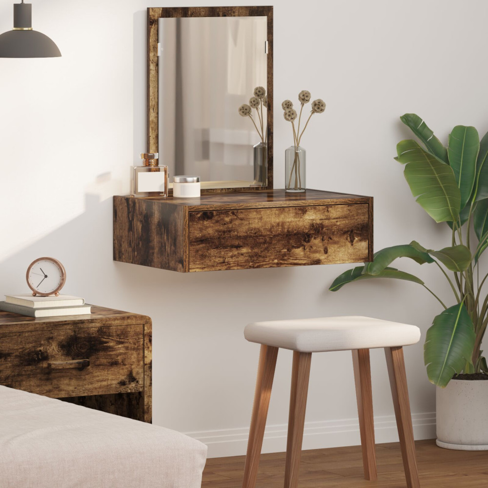 Produktbild för Smyckebord med låda Brun 60 x 40 x 70 cm Konstruerat trä