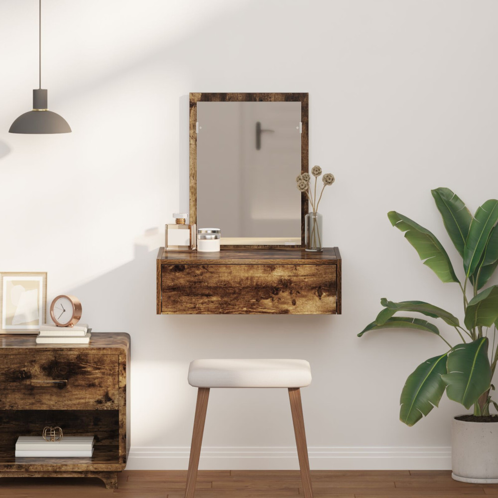 Produktbild för Smyckebord med låda Brun 60 x 40 x 70 cm Konstruerat trä