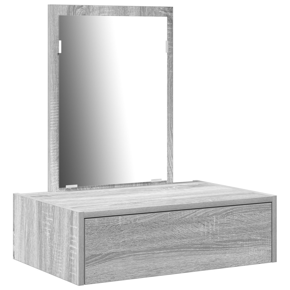 Produktbild för Smyckebord med låda Grå 60 x 40 x 70 cm Konstruerat trä