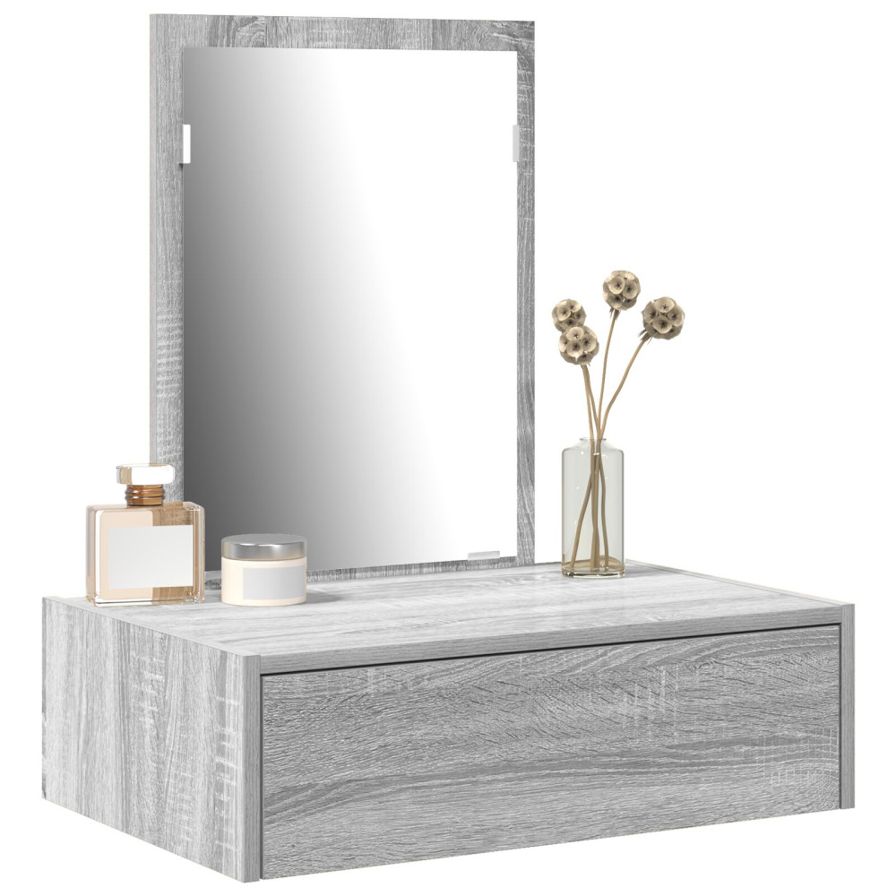 Produktbild för Smyckebord med låda Grå 60 x 40 x 70 cm Konstruerat trä