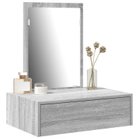 Produktbild för Smyckebord med låda Grå 60 x 40 x 70 cm Konstruerat trä