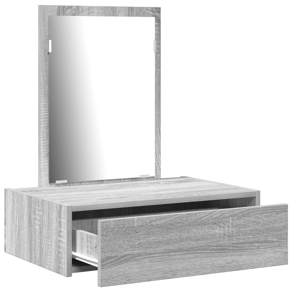 Produktbild för Smyckebord med låda Grå 60 x 40 x 70 cm Konstruerat trä