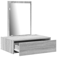 Produktbild för Smyckebord med låda Grå 60 x 40 x 70 cm Konstruerat trä