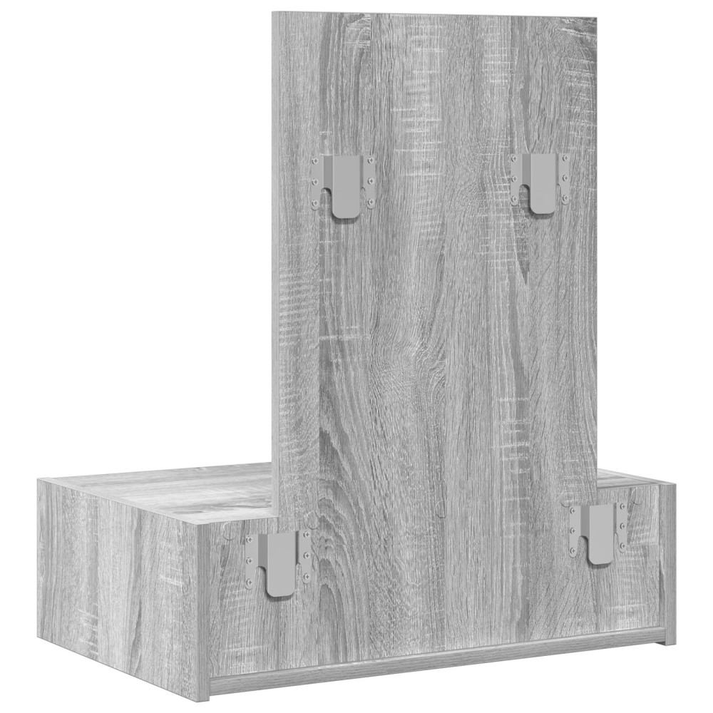 Produktbild för Smyckebord med låda Grå 60 x 40 x 70 cm Konstruerat trä
