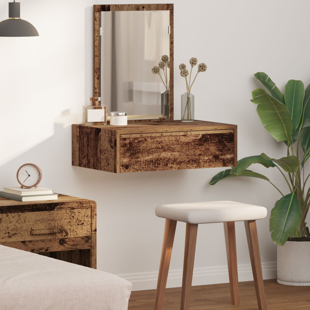 Produktbild för Smyckebord med låda Brun 60 x 40 x 70 cm Konstruerat trä