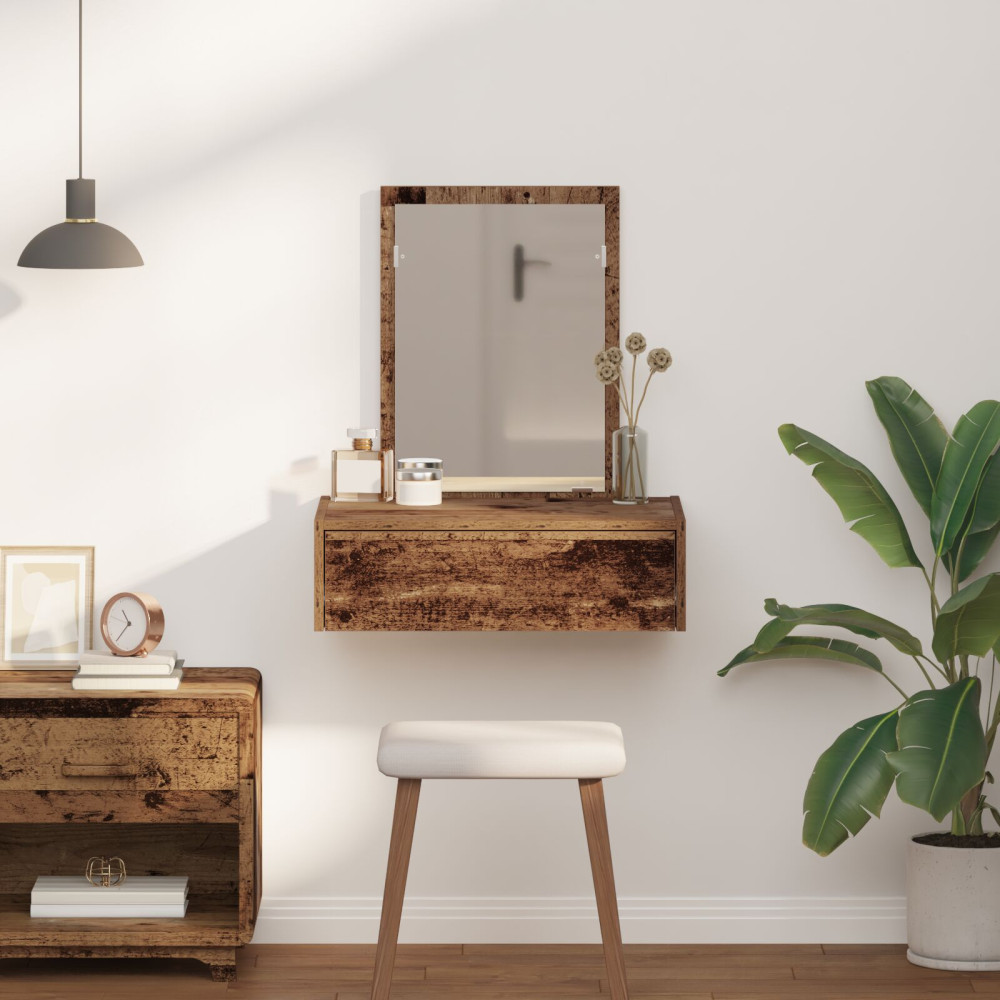Produktbild för Smyckebord med låda Brun 60 x 40 x 70 cm Konstruerat trä