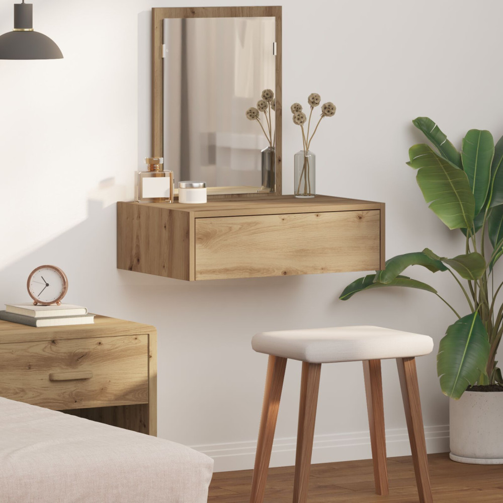 Produktbild för Smyckebord med låda Brun 60 x 40 x 70 cm Konstruerat trä