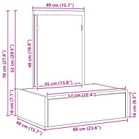 Produktbild för Smyckebord med låda Brun 60 x 40 x 70 cm Konstruerat trä